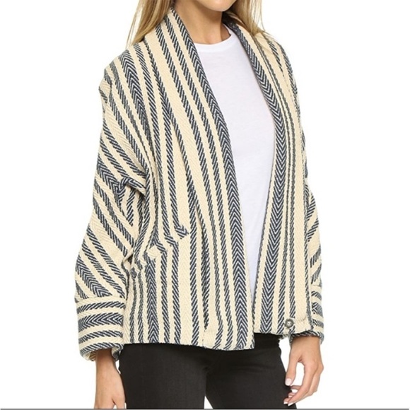 IRO Carson Blazer Striped Embroidered Jacket Oversized Chunky Shawl Bell - Picture 3 of 16
